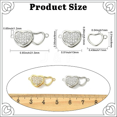 4Pcs 2 Colors Brass Micro Pave Clear Cubic Zirconia Box Clasps KK-CJ0005-90-1