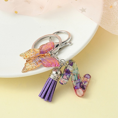 Resin Letter & Acrylic Butterfly Charms Keychain KEYC-YW00001-26-1