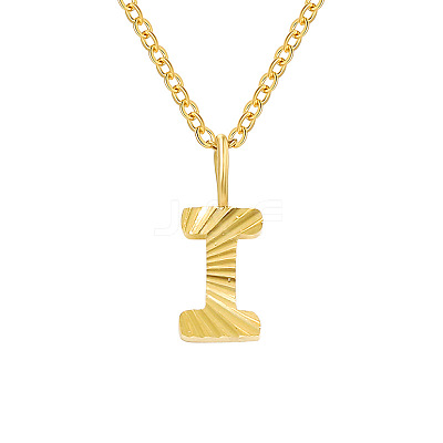 Personalized Stainless Steel Textured Alphabet Initial Pendant Necklaces for Women Men RF0956-9-1