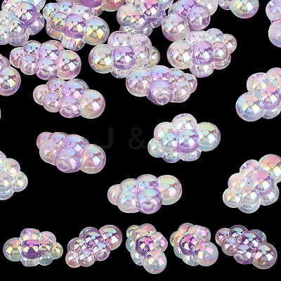 35Pcs UV Plating Rainbow Iridescent Acrylic Beads PACR-PA0001-23B-1