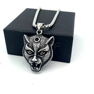 Vintage 304 Stainless Steel Lion Head Pendant Necklaces for Men Women LS-OG9311-1