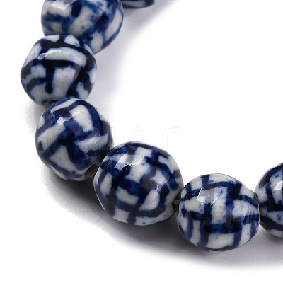 Handmade Blue and White Porcelain Beads Strands PORC-I027-03B-1