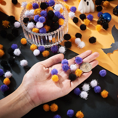 800Pcs 8 Styles Halloween Handmade DIY Doll Craft Pom Pom Yarn Pom Pom Balls FABR-TA0001-02-1