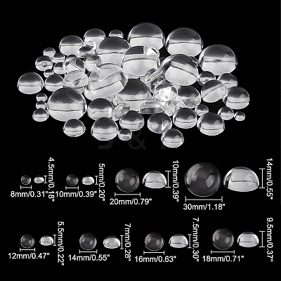 80Pcs 8 Style Transparent Glass Cabochons GGLA-HY0001-01-1
