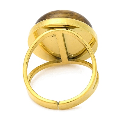 Round Natural Tiger Eye Finger Rings RJEW-Q822-54G-01-1