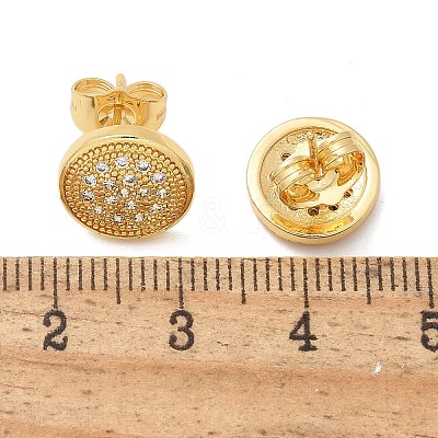Brass Micro Pave Clear Cubic Zirconia Stud Earrings EJEW-D305-15G-1