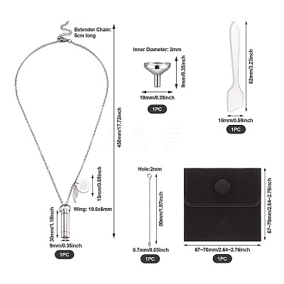 1Pc Word 304 Stainless Steel Column Urn Ashes Necklace DIY-TA0010-07A-1