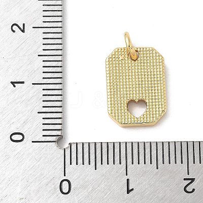 Brass Pave Natural White Shell Hollow Heart Rectangle Charms with Jump Rings KK-S522-16G-1