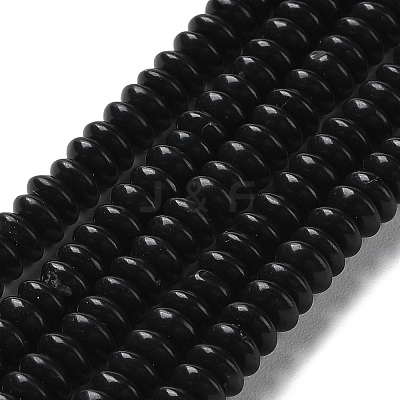 Natural Black Stone Beads Strands G-Z030-A21-01-1