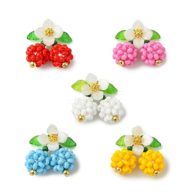 Glass Seed Beaded Pendants PALLOY-MZ01338-1