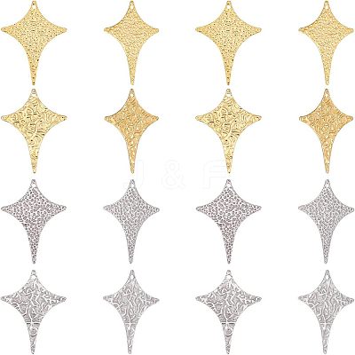 16Pcs 4 Style 304 Stainless Steel Pendants STAS-UN0038-32-1