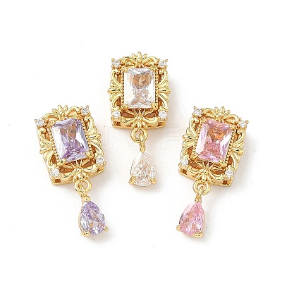 Brass Micro Pave Cubic Zirconia Beads KK-Z139-03G-1