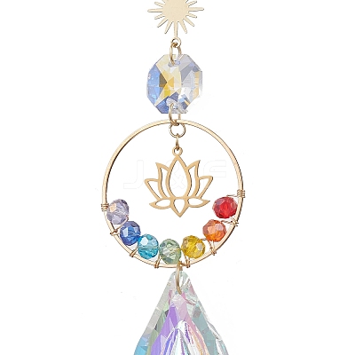 Glass Teardrop Window Hanging Suncatchers HJEW-JM04545-1