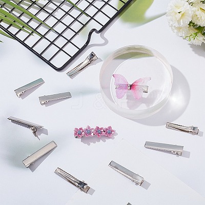 100Pcs 2 Styles Iron Flat Alligator Hair Clip Findings IFIN-SC0001-65-1