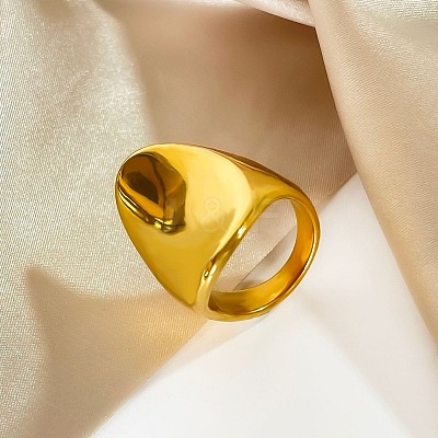 Oval 304 Stainless Steel Finger Rings for Women RJEW-G367-01G-1