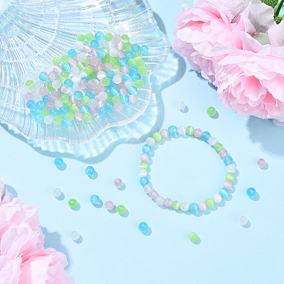 200Pcs 4 Colors Cat Eye Beads CE-YW0001-04-1