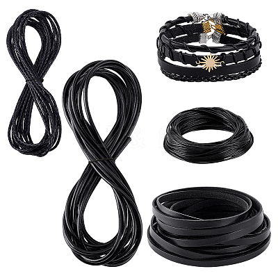 4 Styles Braided Cowhide Leather Cord WL-PH0024-26B-1