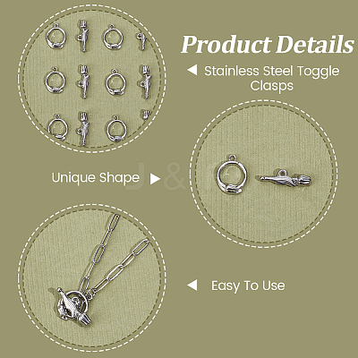 10Pcs 304 Stainless Steel Toggle Clasps STAS-SC0010-67-1