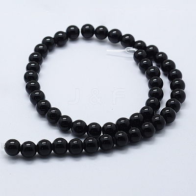 Natural Black Onyx Beads Strands X-G-P369-01-8mm-1