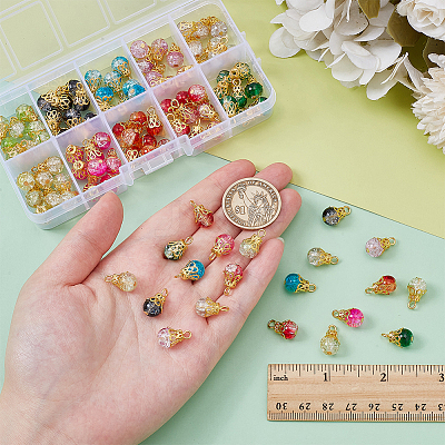 100Pcs 10 Colors Alloy Glass Pendants PALLOY-PH01832-1