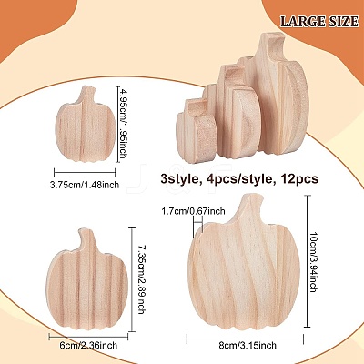 12Pcs 3 Style Halloween Theme Unfinished Wood Decorative Supplies DIY-OC0004-14-1