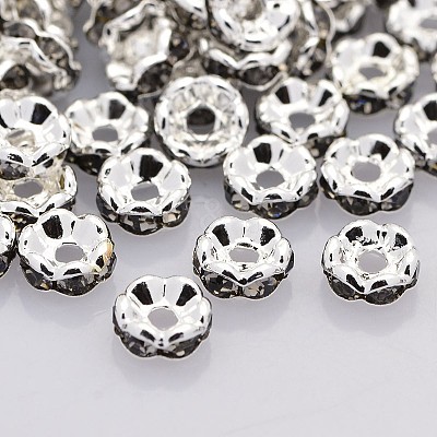 Brass Rhinestone Spacer Beads RB-A014-L6mm-12S-1
