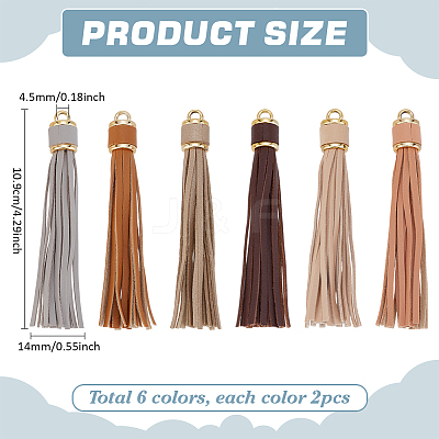 12Pcs 6 Colors Imitation Leather Tassel Big Pendants Decorations FIND-PH0024-17-1
