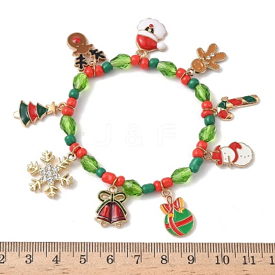 Christmas Alloy Enamel Charm Bracelets LS-BJEW-B155-01B-KCG-1