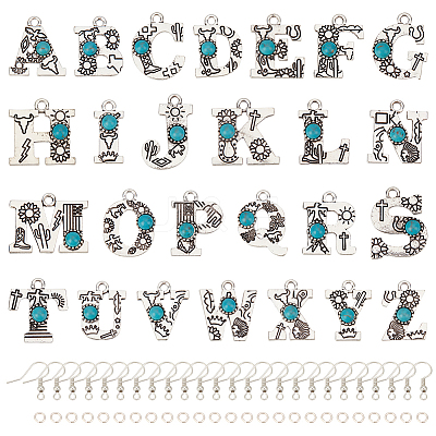 DIY Initial Alphabet Alloy Dangle Earrings Making Kit DIY-SC0024-99-1