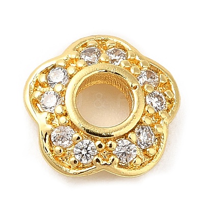 Rack Plating Brass Micro Pave Cubic Zirconia Bead Caps KK-M248-11G-1
