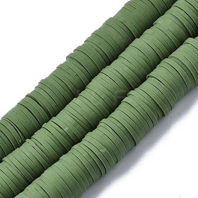 Flat Round Handmade Polymer Clay Beads CLAY-R067-10mm-43-1
