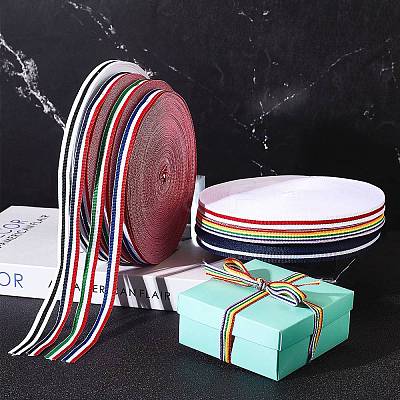 Flat Striped Grosgrain Polyester Ribbons EC-WH0003-13-B06-1