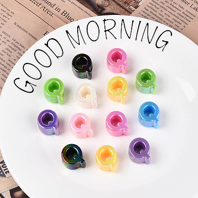 UV Plating Opaque Acrylic European Beads OACR-M027-03Q-1