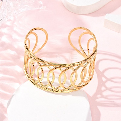 304 Stainless Steel Cuff Bangles for Women BJEW-G749-01G-1