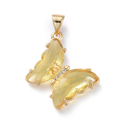 Brass Micro Pave Clear Cubic Zirconia Pendants ZIRC-P079-D01-11-1