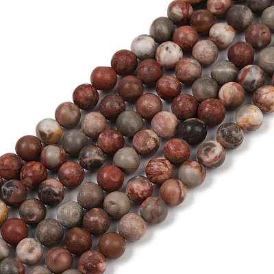 Natural Dendritic Jasper Beads Strands G-F591-24-8mm-1