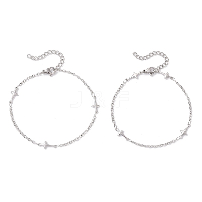 304 Stainless Steel Cross Link Bracelets for Women BJEW-JB12360-01-1