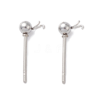 Non-Tarnish 304 Stainless Steel Ball Post Stud Earring Findings STAS-Z035-03P-1