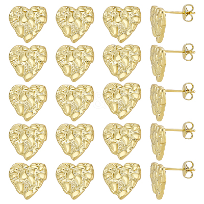 10 Pairs Brass Stud Earrings EJEW-PH0001-52A-1