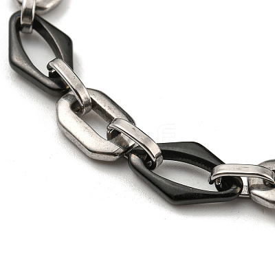 Non-Tarnish Two Tone 201 Stainless Steel Oval & Rhombus Link Chain Bracelet BJEW-B078-46BP-1