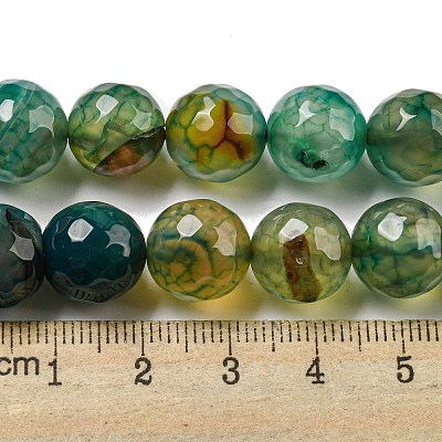 Faceted Natural Dragon Veins Agate Beads Strands G-F447-12mm-P04-1