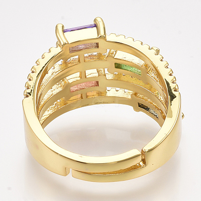 Adjustable Brass Micro Pave Cubic Zirconia Finger Rings RJEW-S044-005-1