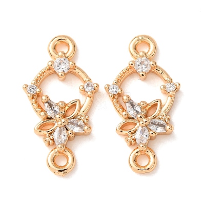 Brass Pave Clear Cubic Zirconia Connector Charms CU-CBAEC99-10G-1