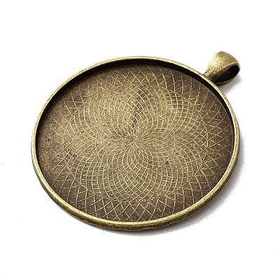 Tibetan Style Alloy Pendant Cabochon Settings TIBEP-R351-02AB-FF-1