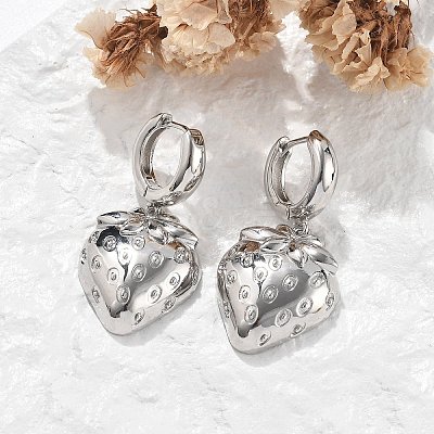 Brass Hoop Earrings Lead Free & Cadmium Free EJEW-R016-08P-01-1