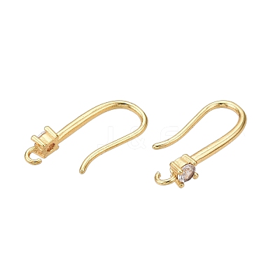 Brass Micro Pave Clear Cubic Zirconia Earring Hooks ZIRC-R112-06G-1