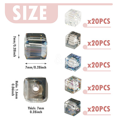 100Pcs 5 Colors Electroplated Glass Beads EGLA-TADJ0001-09-1