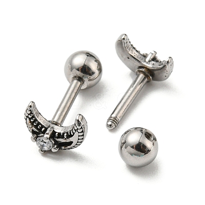 304 Stainless Steel with Rhinestone Stud Earrings EJEW-Z034-19AS-1