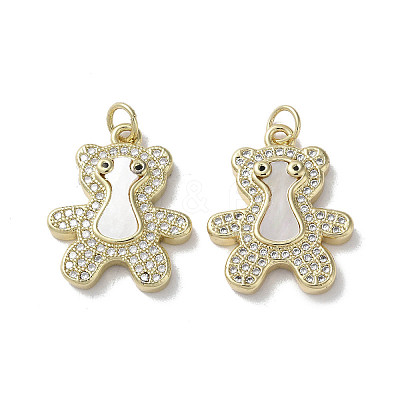 Brass Micro Pave Cubic Zirconia Pendants KK-G485-21B-G-1