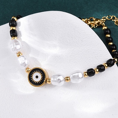 304 Stainless Steel Beaded Bracelets for Women BJEW-Z099-01G-1
